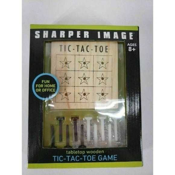 Sharper image Tabletop Tic Tac Toe Game Wooden - Picture 1 of 3